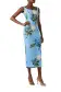 Scoop Neck Floral Midi Dress(2,Sky Blue Multi)