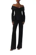 Off-The-Shoulder Corseted Blazer(2,Noir)