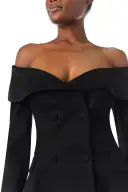 Off-The-Shoulder Corseted Blazer(2,Noir)