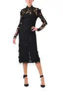 Long Sleeve Noir Lace Jacket(2,Noir)