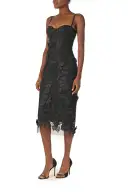 Corseted Lace Midi Dress(2,Noir)