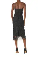 Corseted Lace Midi Dress(2,Noir)