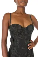 Corseted Lace Midi Dress(2,Noir)