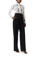 Long Sleeve Lace Blouse(2,Silk White)