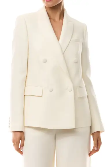 Double-Breasted Tuxedo Jacket - Silk White(2,Silk White)