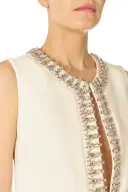 Jeweled Neck Sleeveless Shift(2,Silk White)