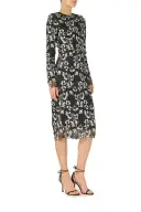 Floral Lace Sheath Dress(2,Noir/Silk White)