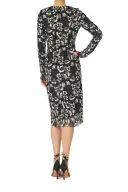 Floral Lace Sheath Dress(2,Noir/Silk White)