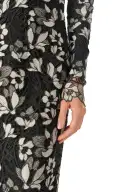 Floral Lace Sheath Dress(2,Noir/Silk White)
