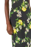 Corseted Short Sleeve Dress(2,Noir/Multi)