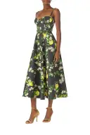 Noir Lemon Print Corseted Dress(2,Noir/Multi)