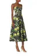 Noir Lemon Print Corseted Dress(2,Noir/Multi)
