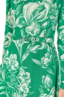 Long Sleeve Floral Day Dress(2,Grass/Silk White)