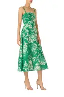 Floral Sleeveless Day Dress(2,Grass/Silk White)
