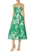 Floral Sleeveless Day Dress(2,Grass/Silk White)