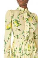 Pleated Button-Down Dress(2,Lemon Drop/Multi)