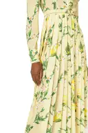Pleated Button-Down Dress(2,Lemon Drop/Multi)