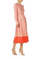 Long Sleeve Button-Down Dress(2,Rosette/Multi)