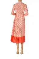 Long Sleeve Button-Down Dress(2,Rosette/Multi)