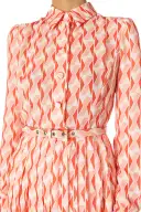 Long Sleeve Button-Down Dress(2,Rosette/Multi)
