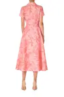Short Sleeve A-line Dress(2,Rosette/Coral)