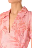 Short Sleeve A-line Dress(2,Rosette/Coral)