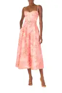 Floral Corseted A-line Dress(2,Rosette/Coral)