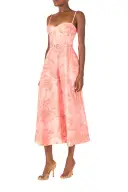 Floral Corseted A-line Dress(2,Rosette/Coral)