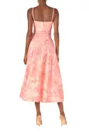 Floral Corseted A-line Dress(2,Rosette/Coral)