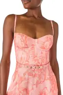 Floral Corseted A-line Dress(2,Rosette/Coral)