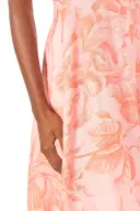 Floral Corseted A-line Dress(2,Rosette/Coral)