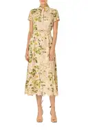 Rose Printed Lace Shirt Dress