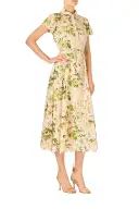 Rose Printed Lace Shirt Dress(2,Bellini/Multi)