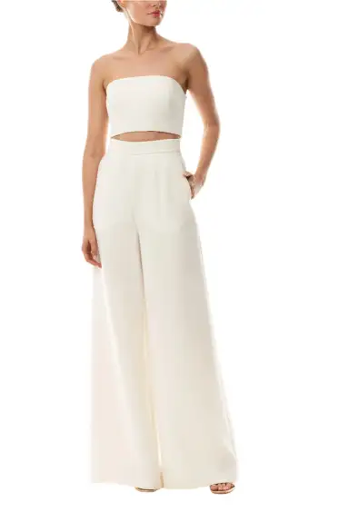 Silk White Palazzo Trouser(2,Silk White)