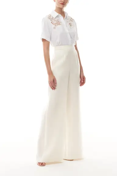 Silk White Palazzo Trouser(2,Silk White)