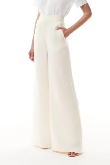 Silk White Palazzo Trouser