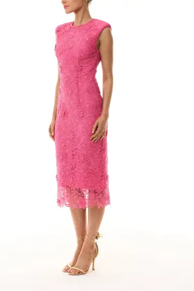Hibiscus Lace Sheath Dress(2,Hibiscus)