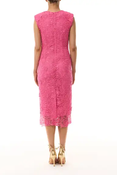 Hibiscus Lace Sheath Dress(2,Hibiscus)