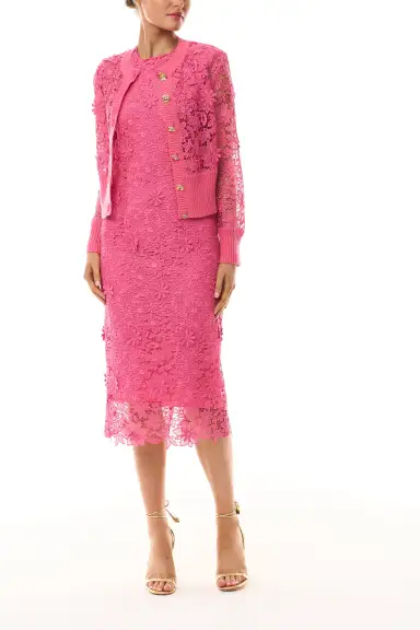 Hibiscus Lace Sheath Dress(2,Hibiscus)