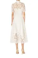 Lace Detail Short Sleeve Dress(2,White)