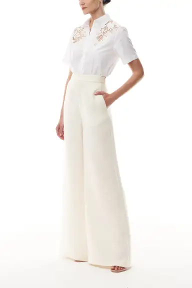 Cotton Poplin Lace Shirt(2,White)