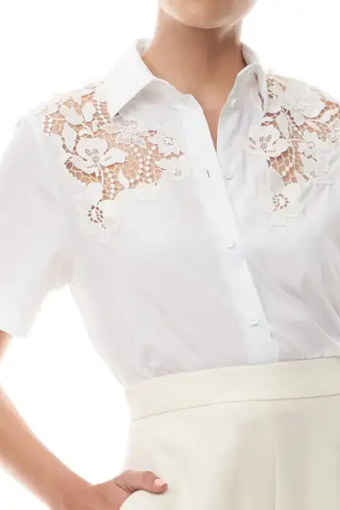 Cotton Poplin Lace Shirt(2,White)