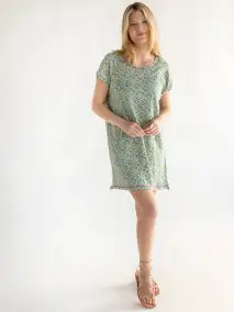 Frankie Knit Cotton Tee Mini Dress - Blue Floral(XS)