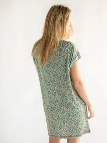 Frankie Knit Cotton Tee Mini Dress - Blue Floral(XS)