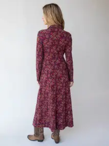 Christa Knit Cotton Maxi Dress - Cranberry Brown Floral(XS)