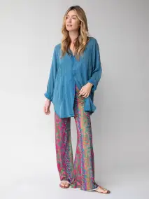 Cali Knit Flare Pant - Dark Rainbow Floral