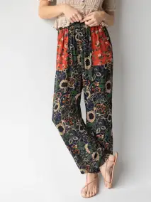 Beckett Pant - Navy Dahlias Rust