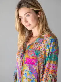 Lola Shirt Dress - Folk Flower Patchwork(XS)