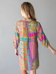Lola Shirt Dress - Folk Flower Patchwork(XS)