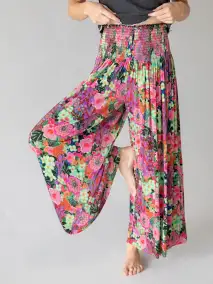 Make A Move ButterSoft Knit Palazzo Pant - Pink Painted Garden